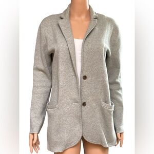 J. Crew Heather Gray Knit Cotton Button Up Sweater Blazer Small